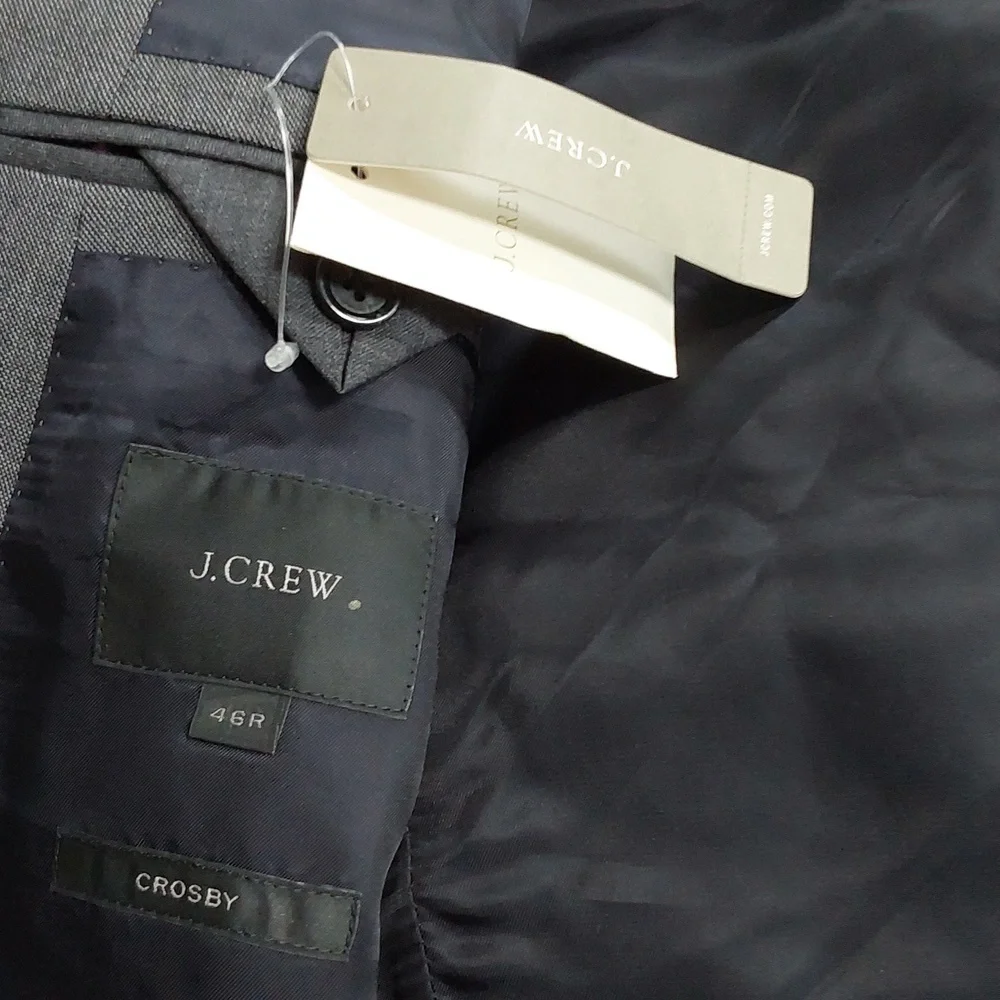 Tollegno 1900 J.Crew Crosby |Gray Charcoal Wool Suit Coat Neutral Luxury Sz.46r